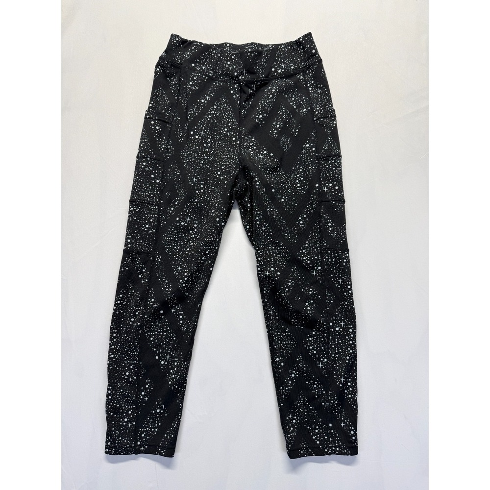 POP Fit Crop Leggings Womens M Black Starry‎ Night Galaxy Celestial Gym Training